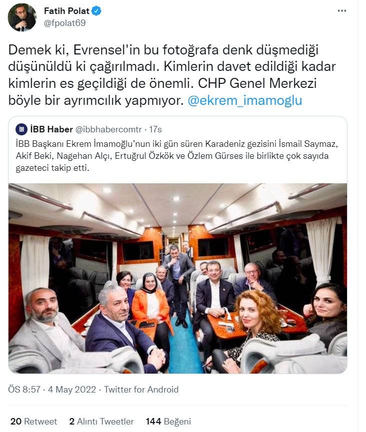 İmamoğlu'nun otobüsündeki gazeteciler tartışılıyor: Kadro eksik kalmış, kankalarını da alın 3